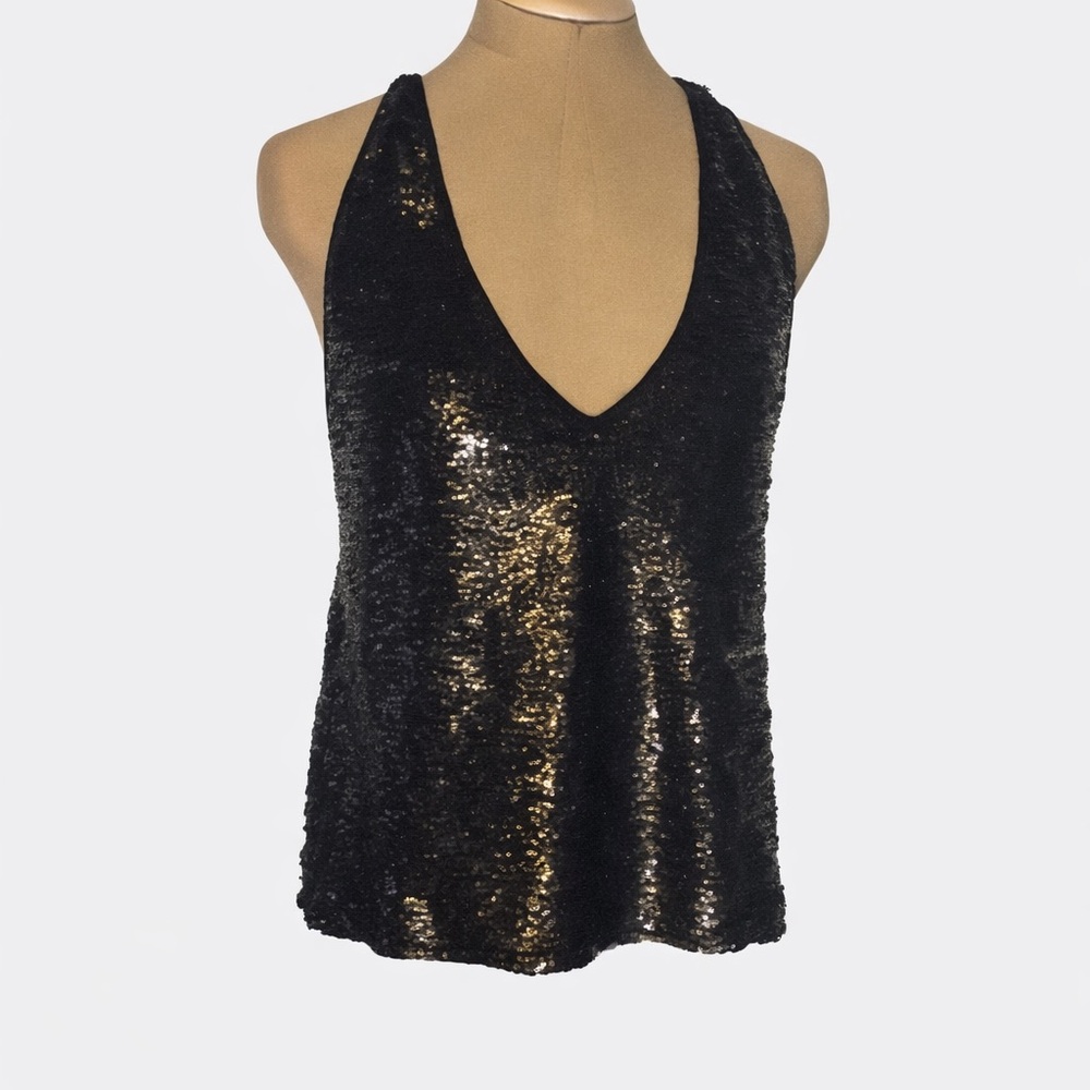 Bishop & Young Black Sequin Halter Top